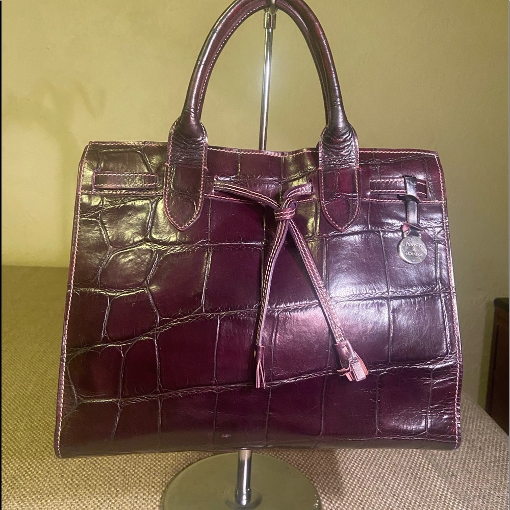 Dooney Alto Plum Purple Croco Tassel Satchel